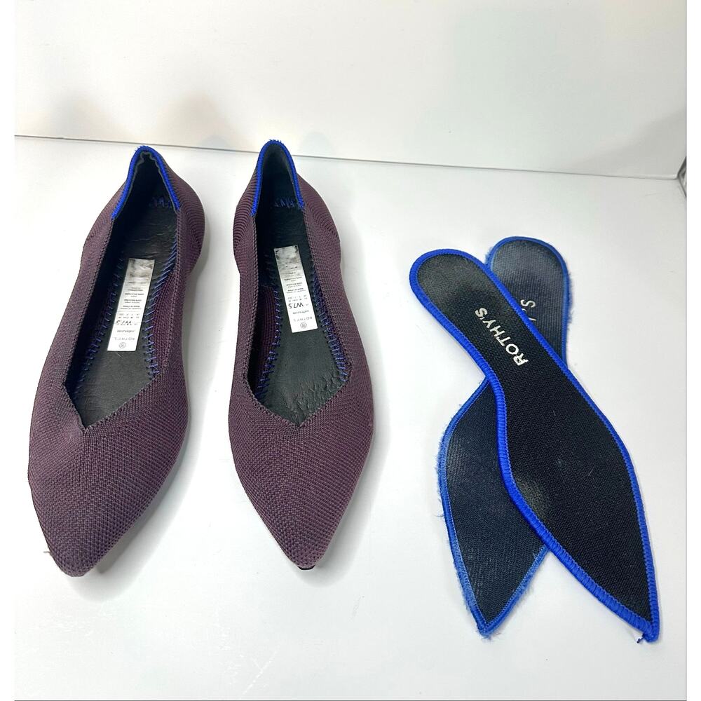 Rothy's The Point Flats Womens Size 7.5 Plum Ballet Slip On Pointed Toe purple